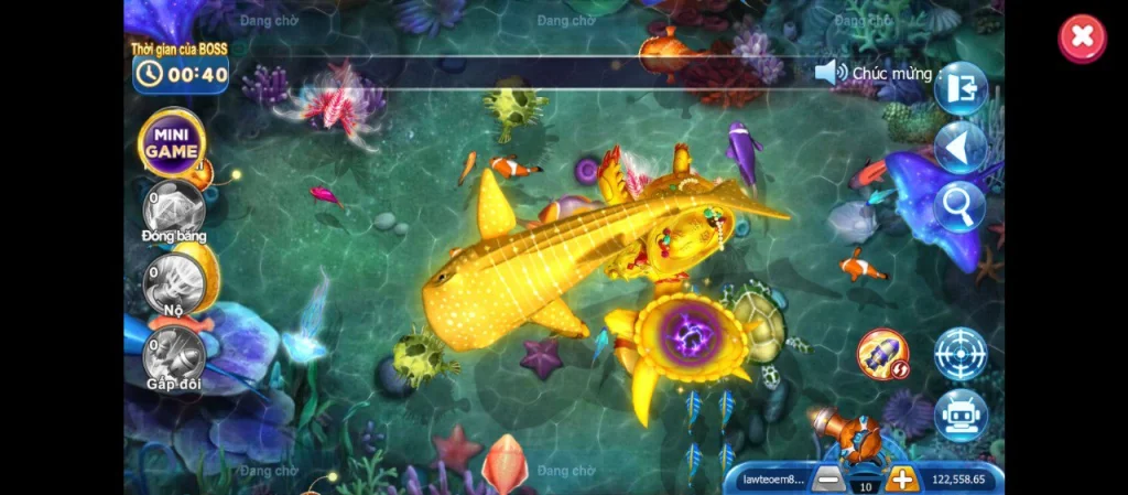 Giao diện game bắn cá Fishing 2 LC79 với cá vàng siêu to nổ hũ cực đã