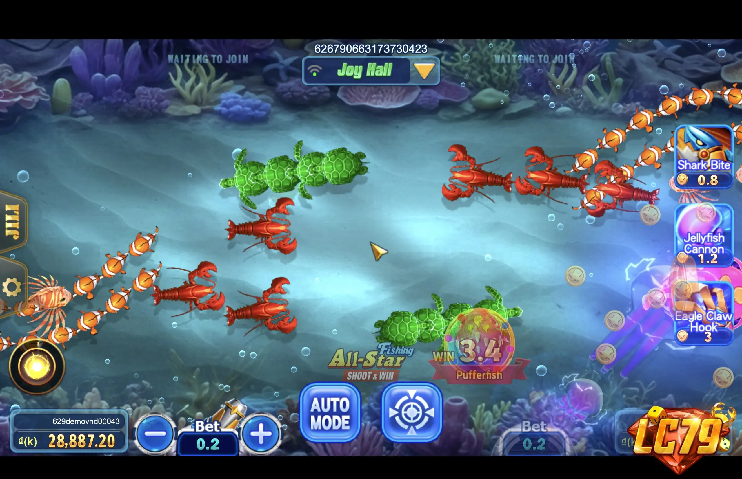 All-Star Fishing (Dàn Sao Đánh Cá) - giao diện bắn cá thật tại LC79