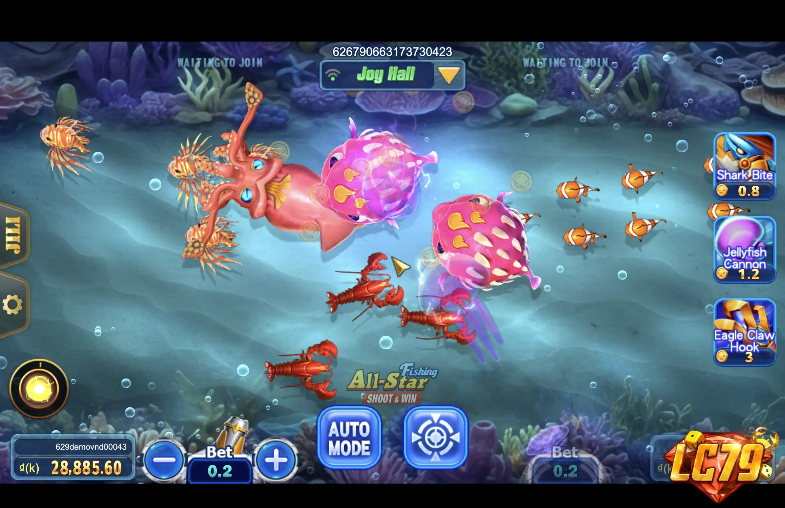 All-Star Fishing (Dàn Sao Đánh Cá) - giao diện bắn cá thật tại LC79