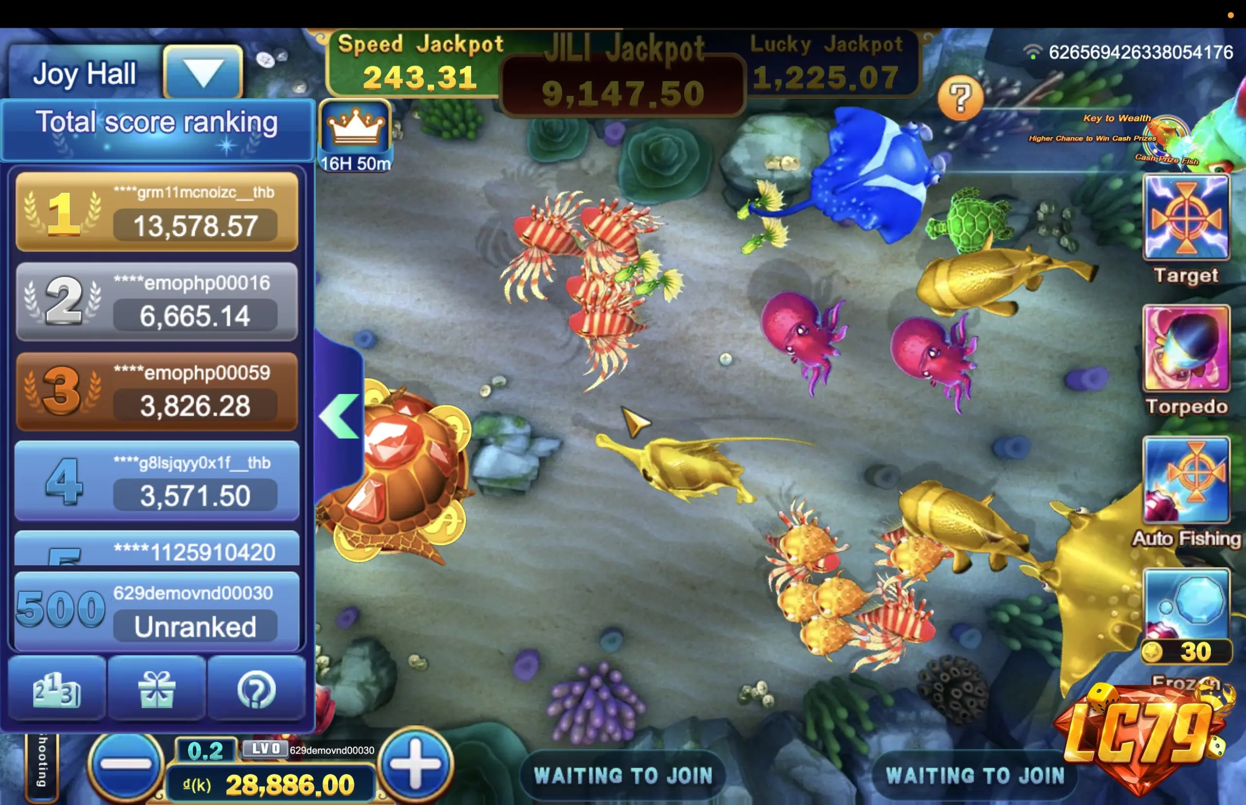Jackpot Fishing (Jackpot Đánh Cá) - giao diện bắn cá thật tại LC79