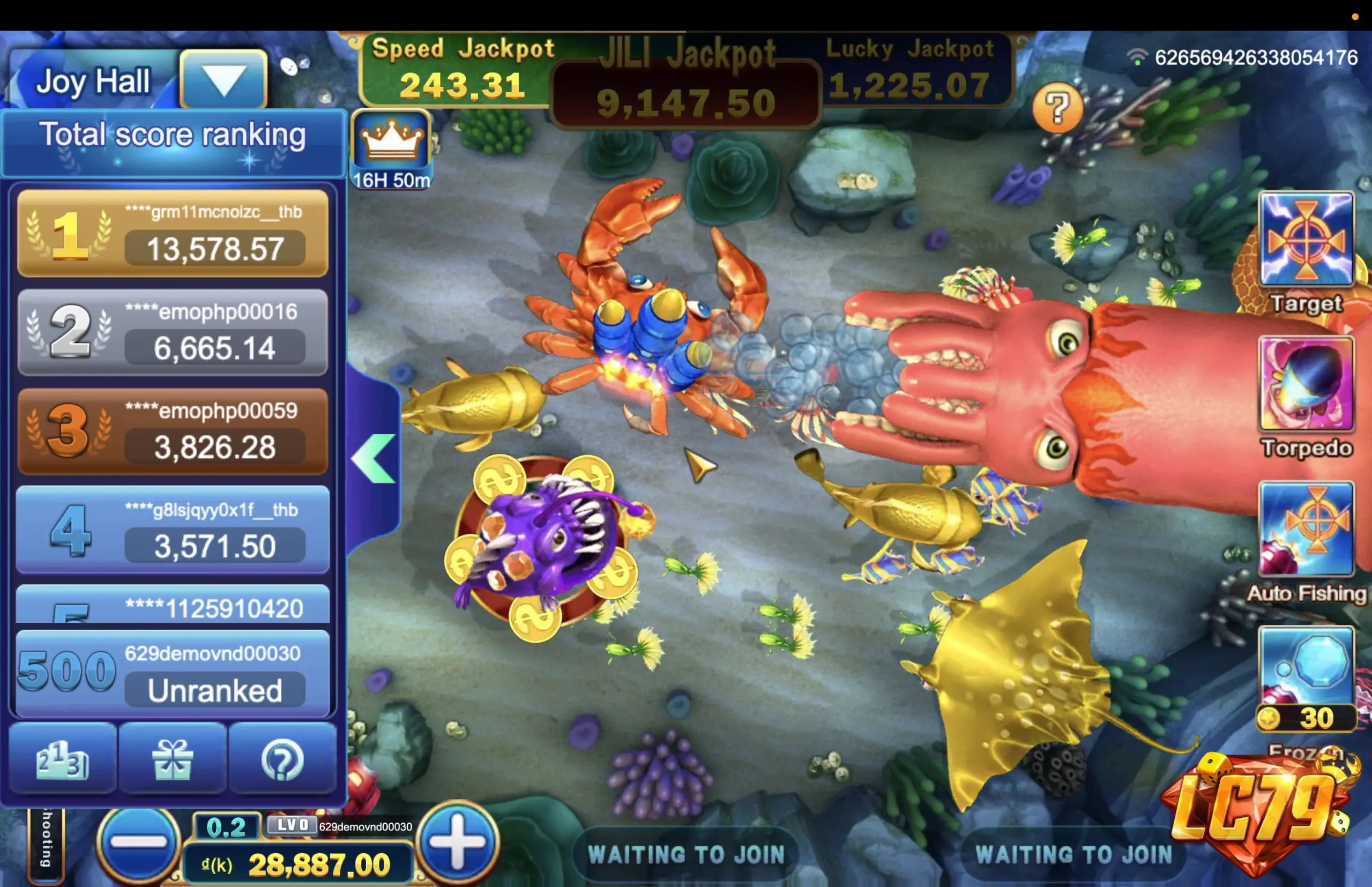 Jackpot Fishing (Jackpot Đánh Cá) - giao diện bắn cá thật tại LC79