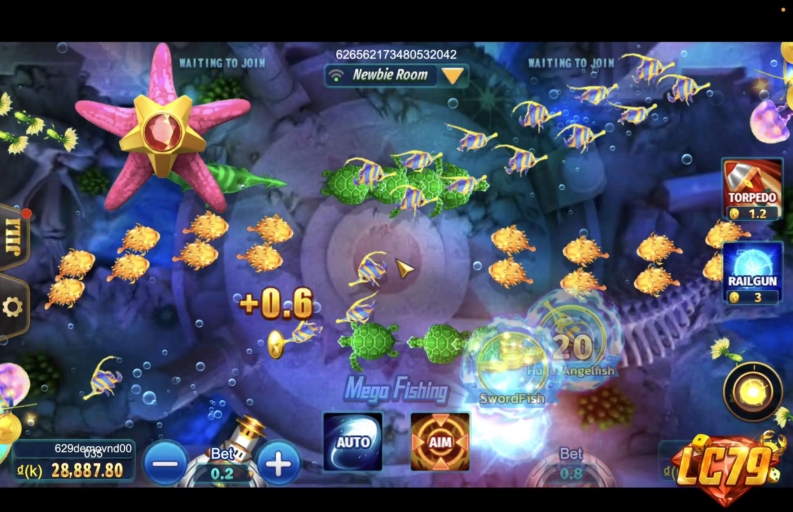 Mega Fishing (Vương Giả Đánh Cá) - giao diện bắn cá thật tại LC79